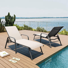 Aluminum Outdoor Adjustable Chaise Lounge Chairs, Set of 2