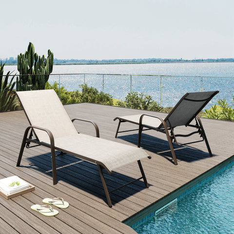 Pellebant Aluminum Outdoor Adjustable Chaise Lounge Chair Set of 2