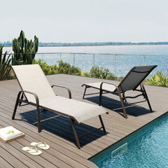 Aluminum Outdoor Adjustable Chaise Lounge Chairs, Set of 2