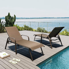 Aluminum Outdoor Adjustable Chaise Lounge Chairs, Set of 2