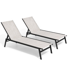 Outdoor Adjustable Stackable Chaise Lounge Chairs, Set of 2