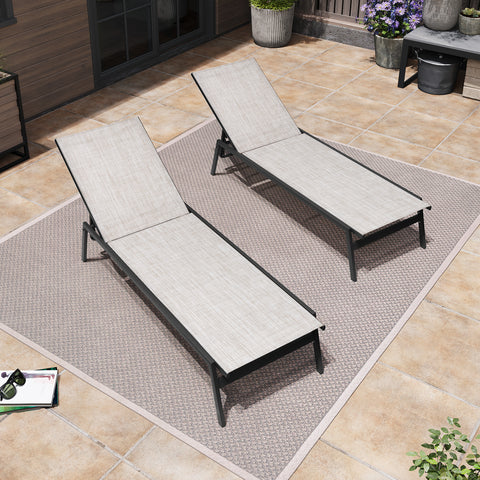 Pellebant Outdoor Adjustable Chaise Lounge Chair Set of 2 Stackable