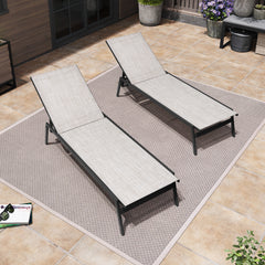 Outdoor Adjustable Stackable Chaise Lounge Chairs, Set of 2