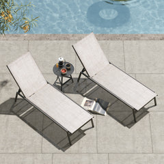Outdoor Adjustable Stackable Chaise Lounge Chairs, Set of 2