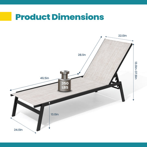 Pellebant Outdoor Adjustable Chaise Lounge Chair Set of 2 Stackable