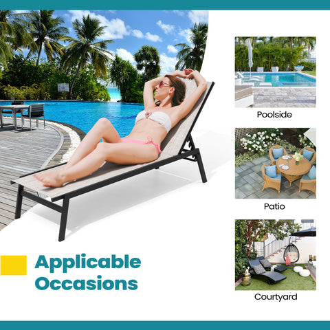 Pellebant Outdoor Adjustable Chaise Lounge Chair Set of 2 Stackable