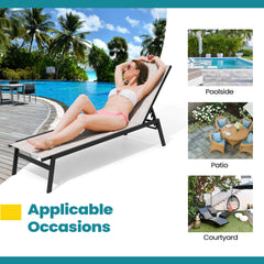 Outdoor Adjustable Stackable Chaise Lounge Chairs, Set of 2