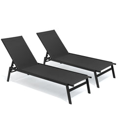 Outdoor Adjustable Stackable Chaise Lounge Chairs, Set of 2