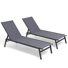 Outdoor Adjustable Stackable Chaise Lounge Chairs, Set of 2