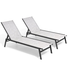 Outdoor Adjustable Stackable Chaise Lounge Chairs, Set of 2