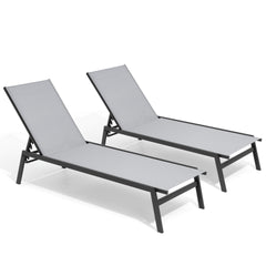 Outdoor Adjustable Stackable Chaise Lounge Chairs, Set of 2