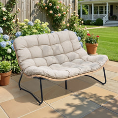Rattan Outdoor Loveseat 2-Seater Patio Sofa with Cushions