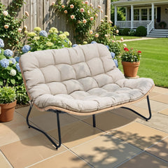 Rattan Outdoor Loveseat 2-Seater Patio Sofa with Cushions