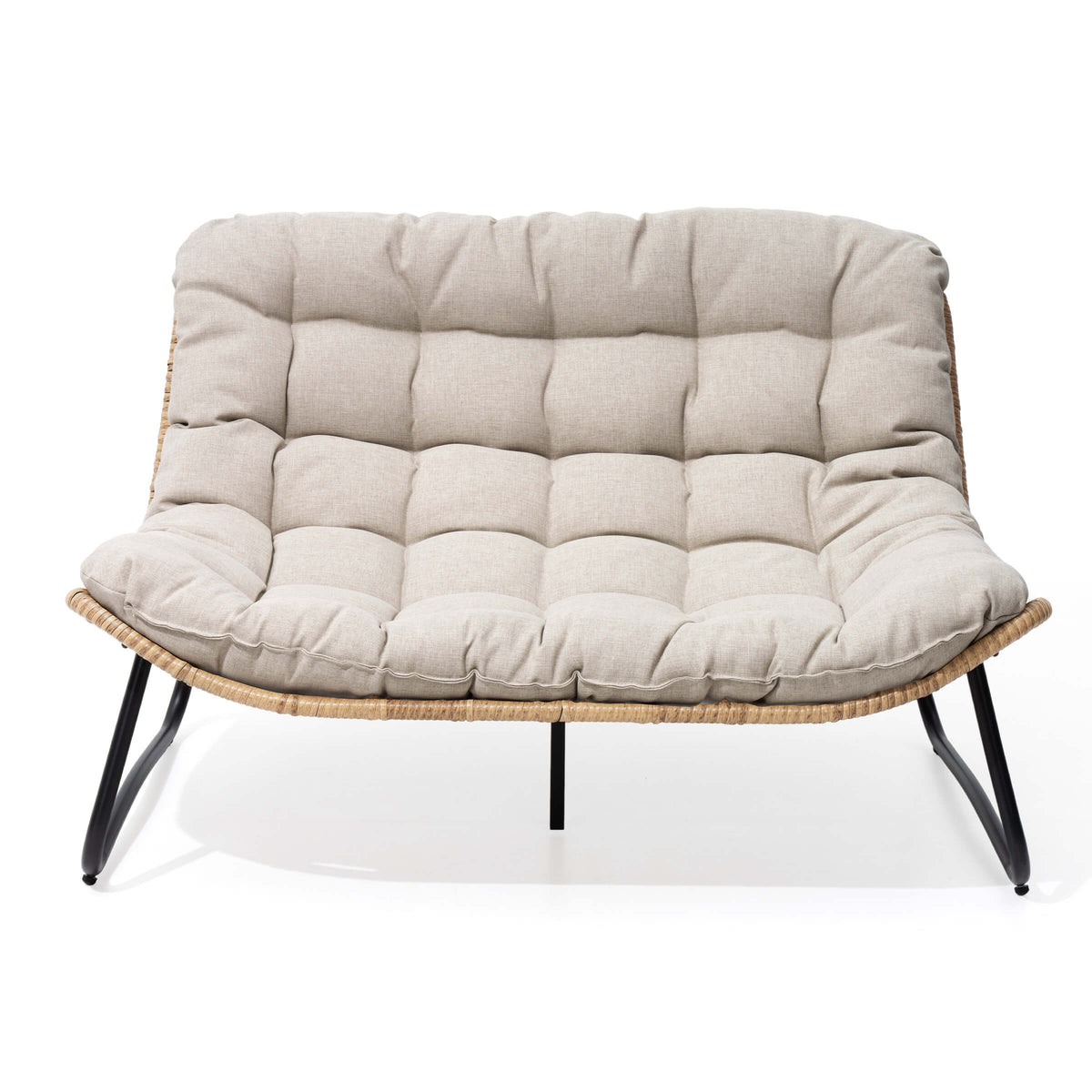 Rattan Outdoor Loveseat 2-Seater Patio Sofa with Cushions