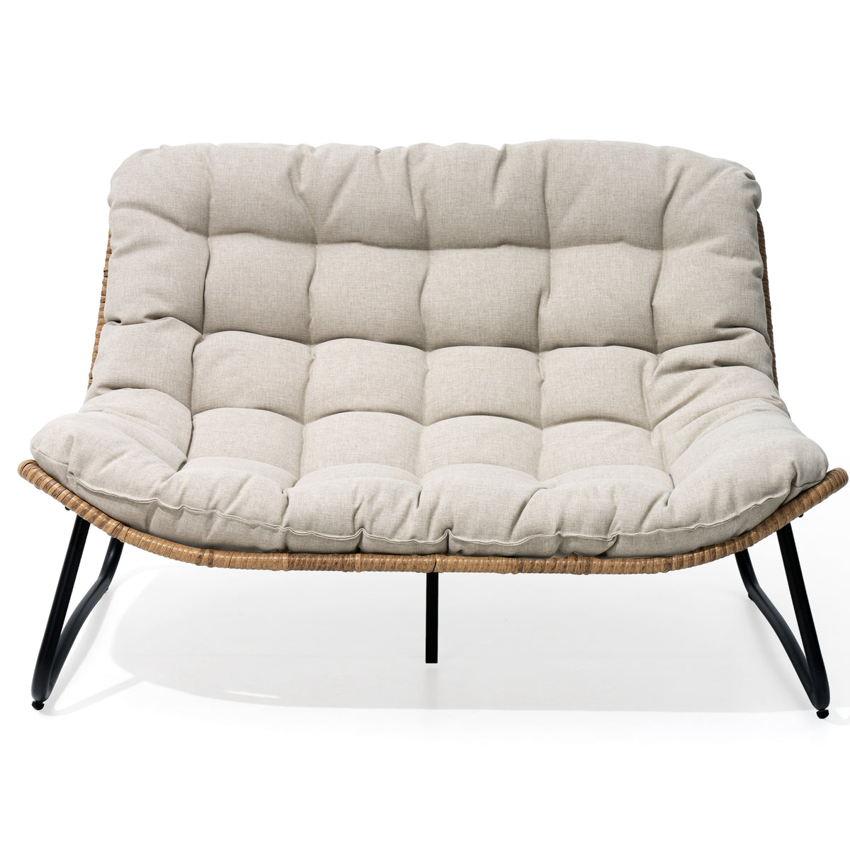 Pellebant Outdoor Loveseat 2-Seater Rattan Patio Sofa with Cushions