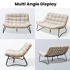 Rattan Outdoor Loveseat 2-Seater Patio Sofa with Cushions
