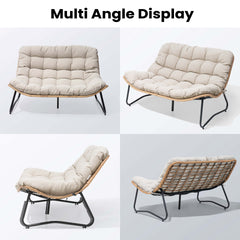 Rattan Outdoor Loveseat 2-Seater Patio Sofa with Cushions