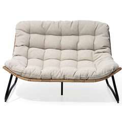 Rattan Outdoor Loveseat 2-Seater Patio Sofa with Cushions