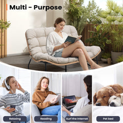 Rattan Outdoor Loveseat 2-Seater Patio Sofa with Cushions