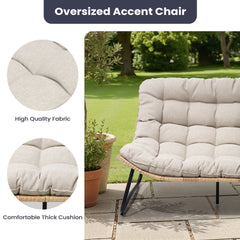 Rattan Outdoor Loveseat 2-Seater Patio Sofa with Cushions