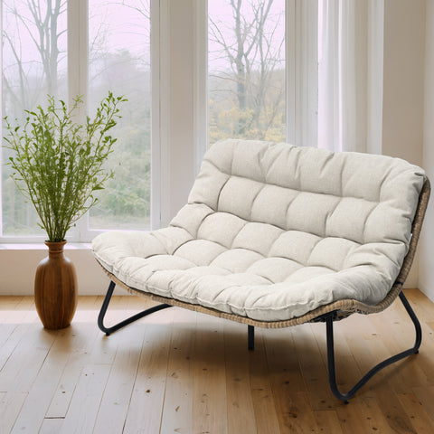 Pellebant Outdoor Loveseat 2-Seater Rattan Patio Sofa with Cushions