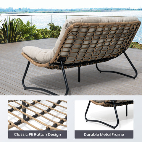 Pellebant Outdoor Loveseat 2-Seater Rattan Patio Sofa with Cushions