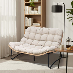 Rattan Outdoor Loveseat 2-Seater Patio Sofa with Cushions
