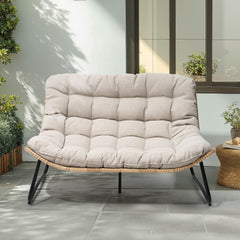 Rattan Outdoor Loveseat 2-Seater Patio Sofa with Cushions