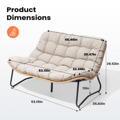 Rattan Outdoor Loveseat 2-Seater Patio Sofa with Cushions