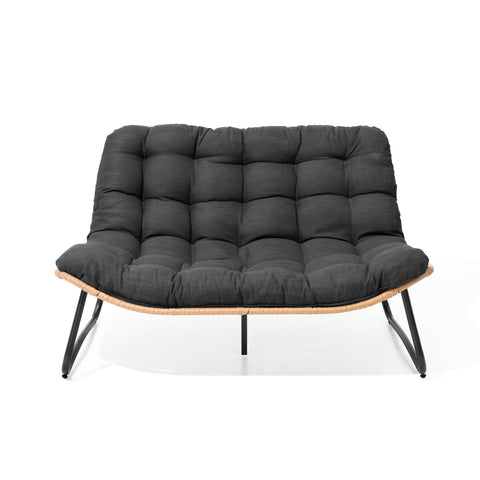 Rattan Outdoor Loveseat 2-Seater Patio Sofa with Cushions