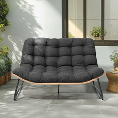 Rattan Outdoor Loveseat 2-Seater Patio Sofa with Cushions