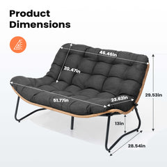 Rattan Outdoor Loveseat 2-Seater Patio Sofa with Cushions