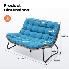 Rattan Outdoor Loveseat 2-Seater Patio Sofa with Cushions