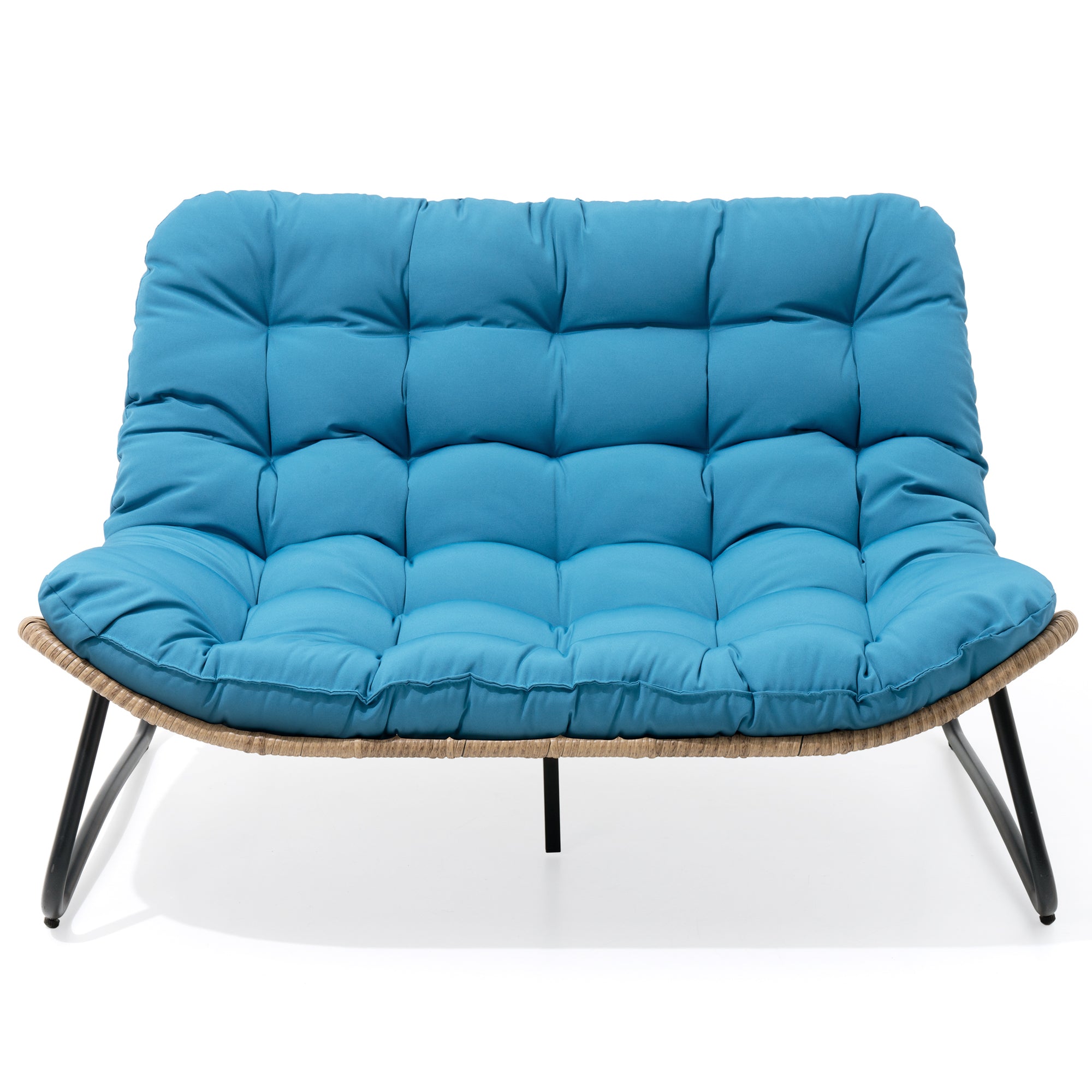 Pellebant Outdoor Loveseat 2-Seater Rattan Patio Sofa with Cushions