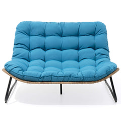 Rattan Outdoor Loveseat 2-Seater Patio Sofa with Cushions