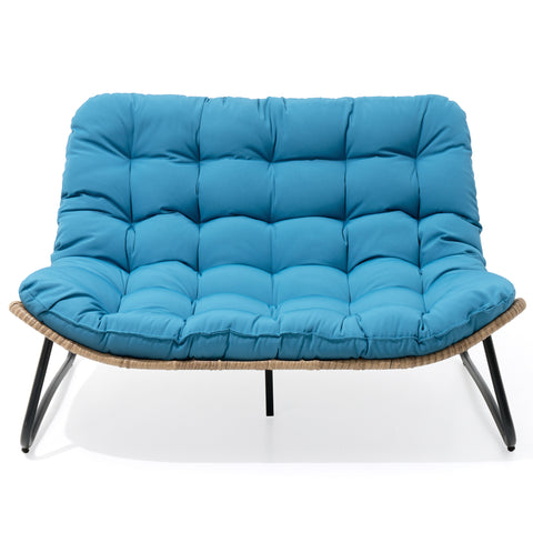 Pellebant Outdoor Loveseat 2-Seater Rattan Patio Sofa with Cushions