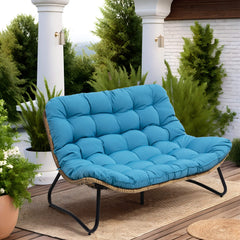Rattan Outdoor Loveseat 2-Seater Patio Sofa with Cushions