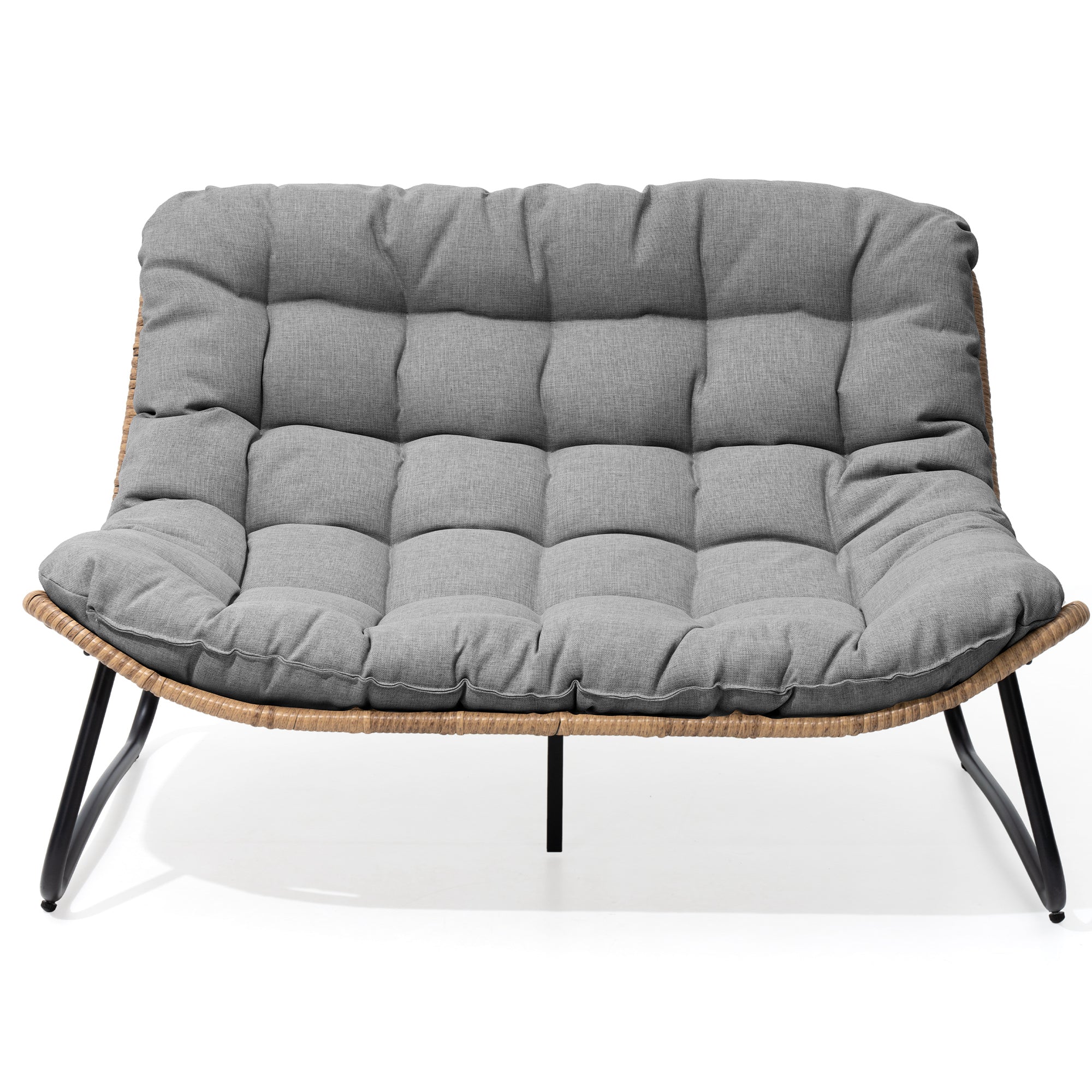 Pellebant Outdoor Loveseat 2-Seater Rattan Patio Sofa with Cushions