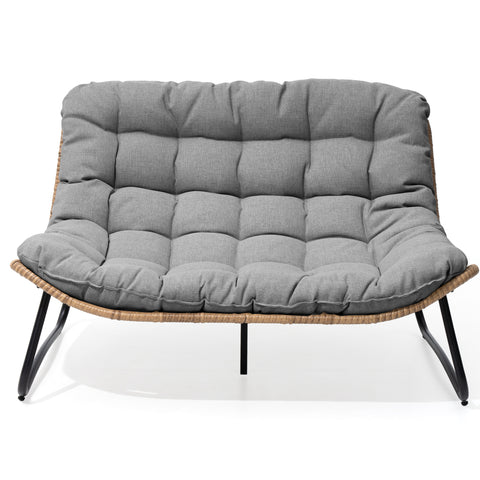 Pellebant Outdoor Loveseat 2-Seater Rattan Patio Sofa with Cushions