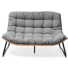 Rattan Outdoor Loveseat 2-Seater Patio Sofa with Cushions