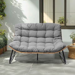 Rattan Outdoor Loveseat 2-Seater Patio Sofa with Cushions