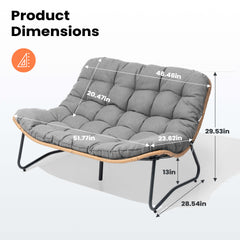 Rattan Outdoor Loveseat 2-Seater Patio Sofa with Cushions