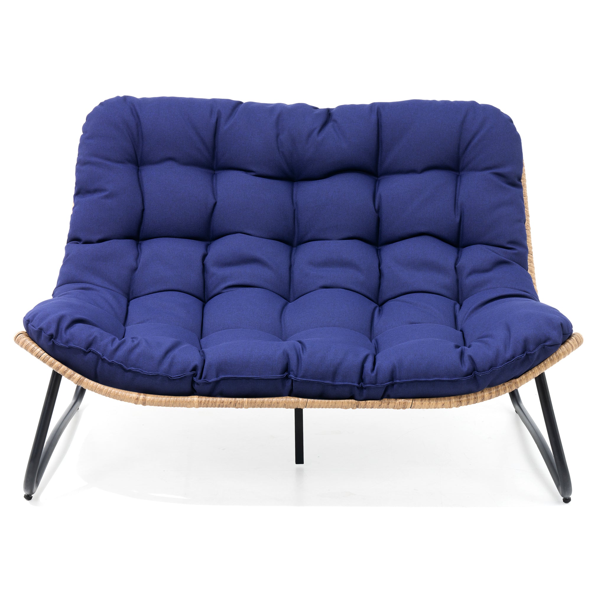 Pellebant Outdoor Loveseat 2-Seater Rattan Patio Sofa with Cushions