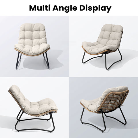 Pellebant Outdoor Rattan Armchair with Soft Cushion