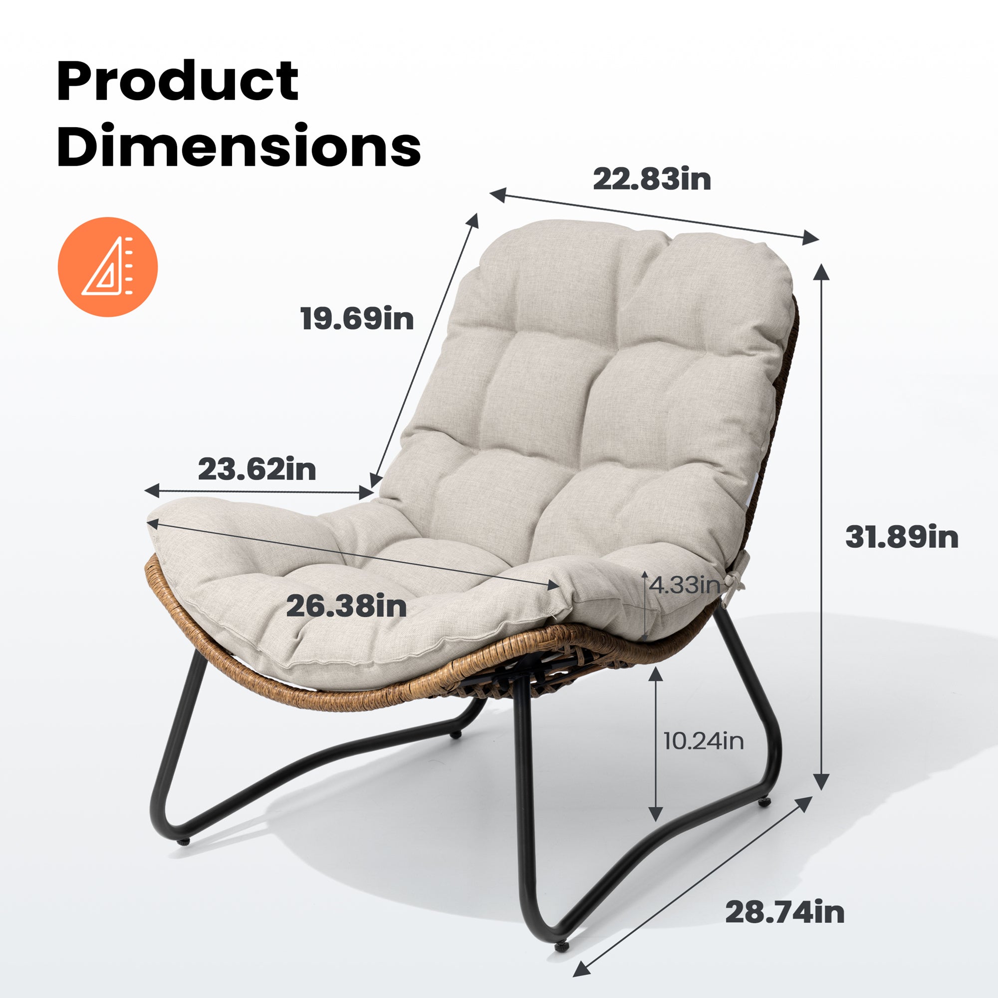 Pellebant Outdoor Rattan Armchair with Soft Cushion