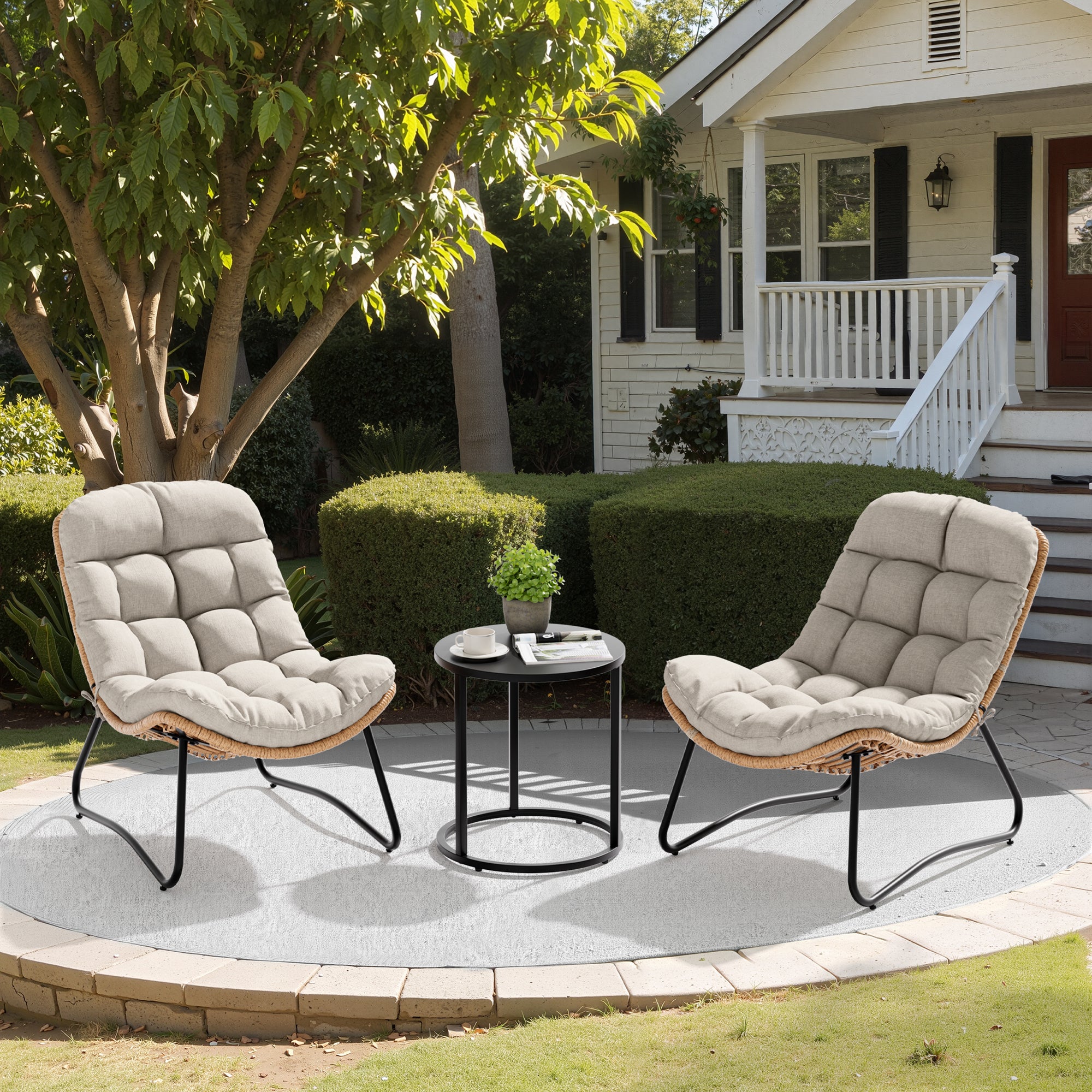 Pellebant Outdoor Rattan Armchair with Soft Cushion