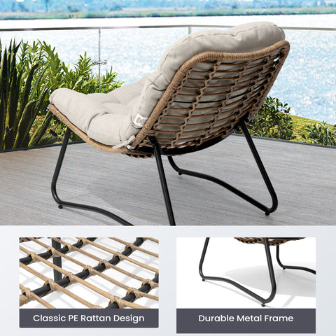 Pellebant Outdoor Rattan Armchair with Soft Cushion