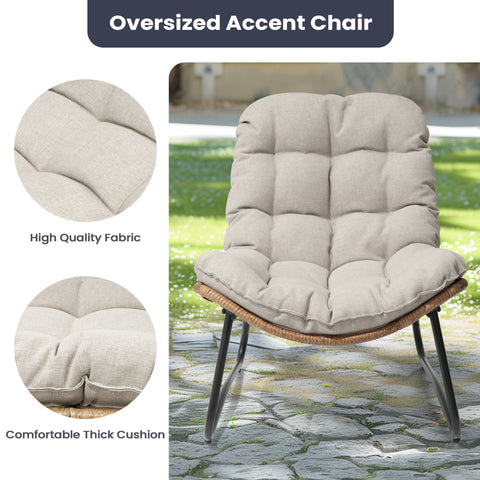 Pellebant Outdoor Rattan Armchair with Soft Cushion