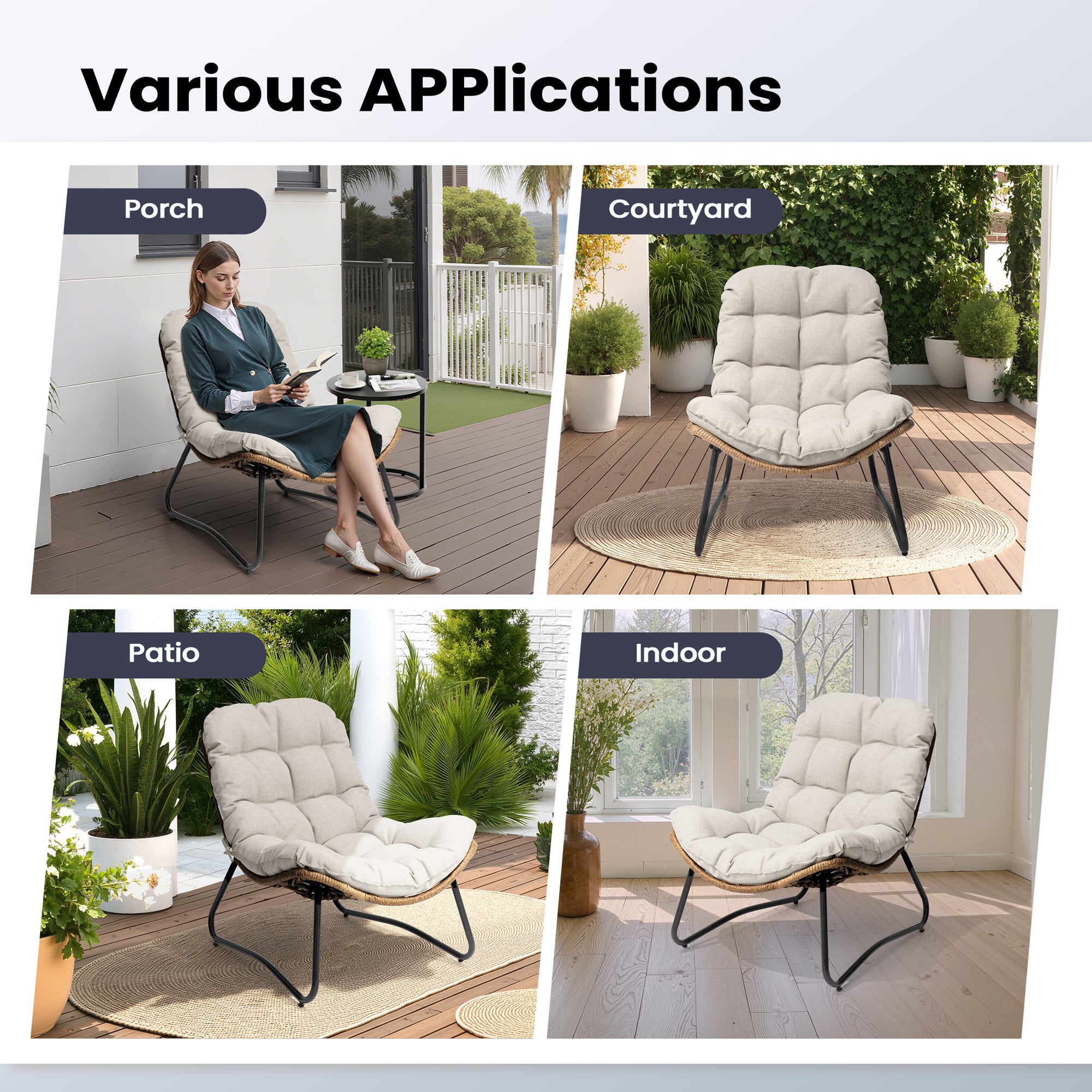 Pellebant Outdoor Rattan Armchair with Soft Cushion