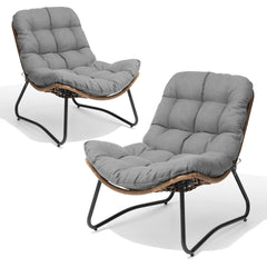 Rattan Outdoor Armchair with Soft Cushion